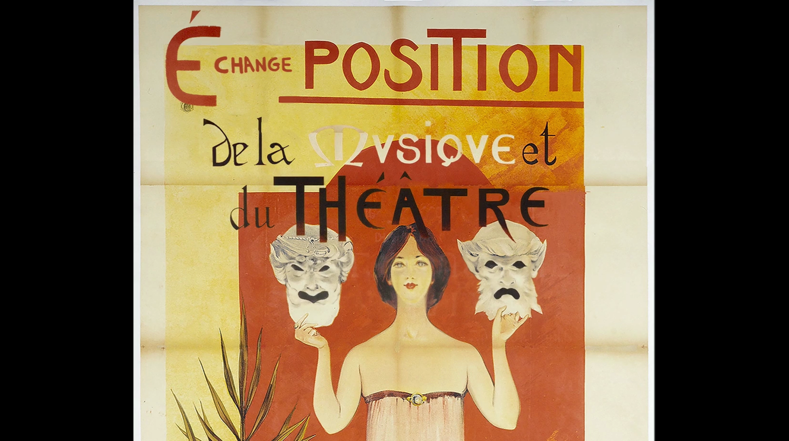 dettaglio sulle maschere del poster che cambiano espressione